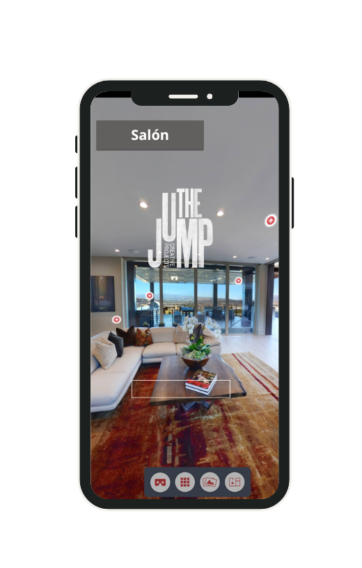Smart phone con visita virtual en la pantalla