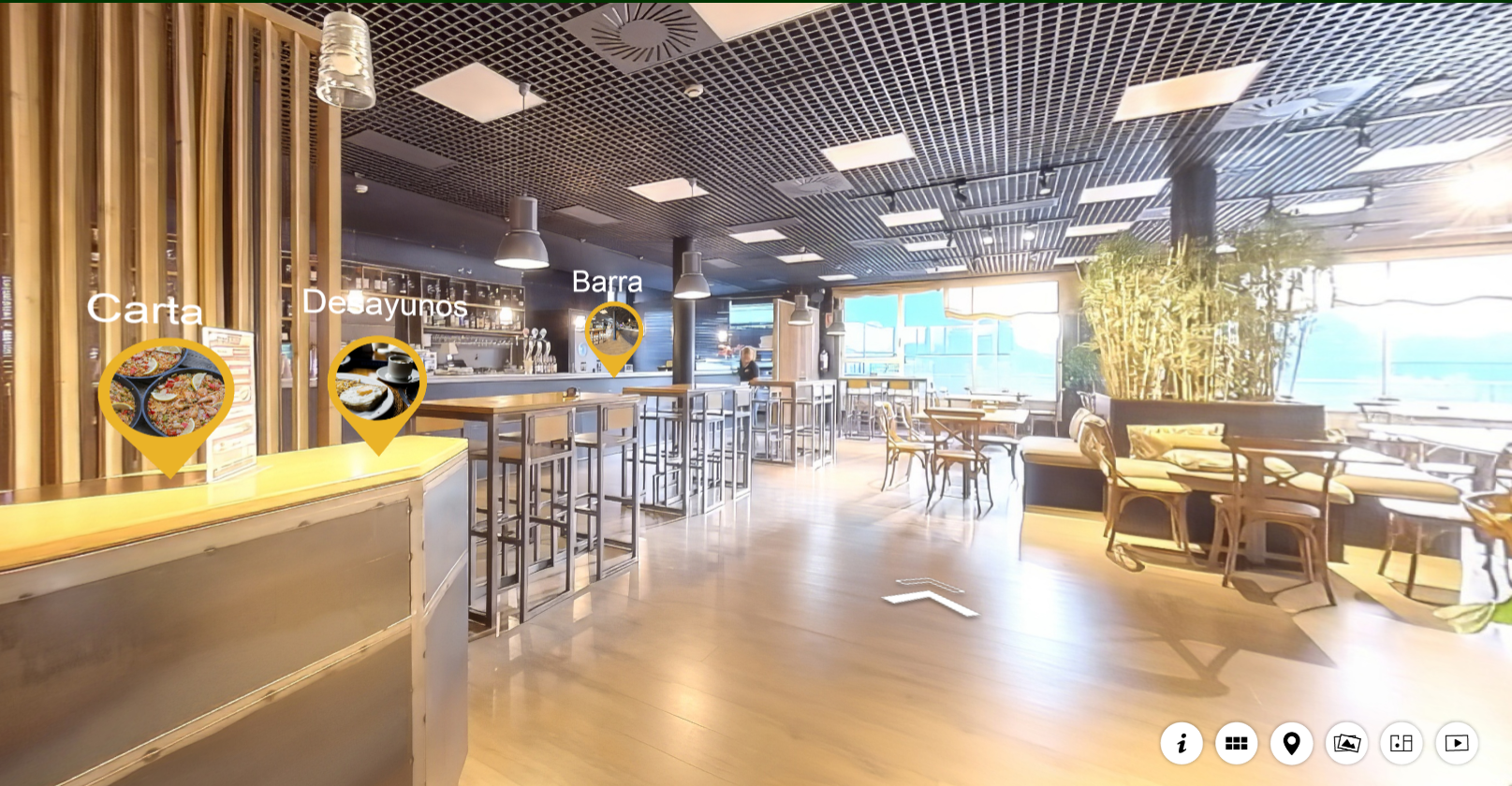 Visita virtual del restaurante del Club De pñadel La Moraleja en Madrid